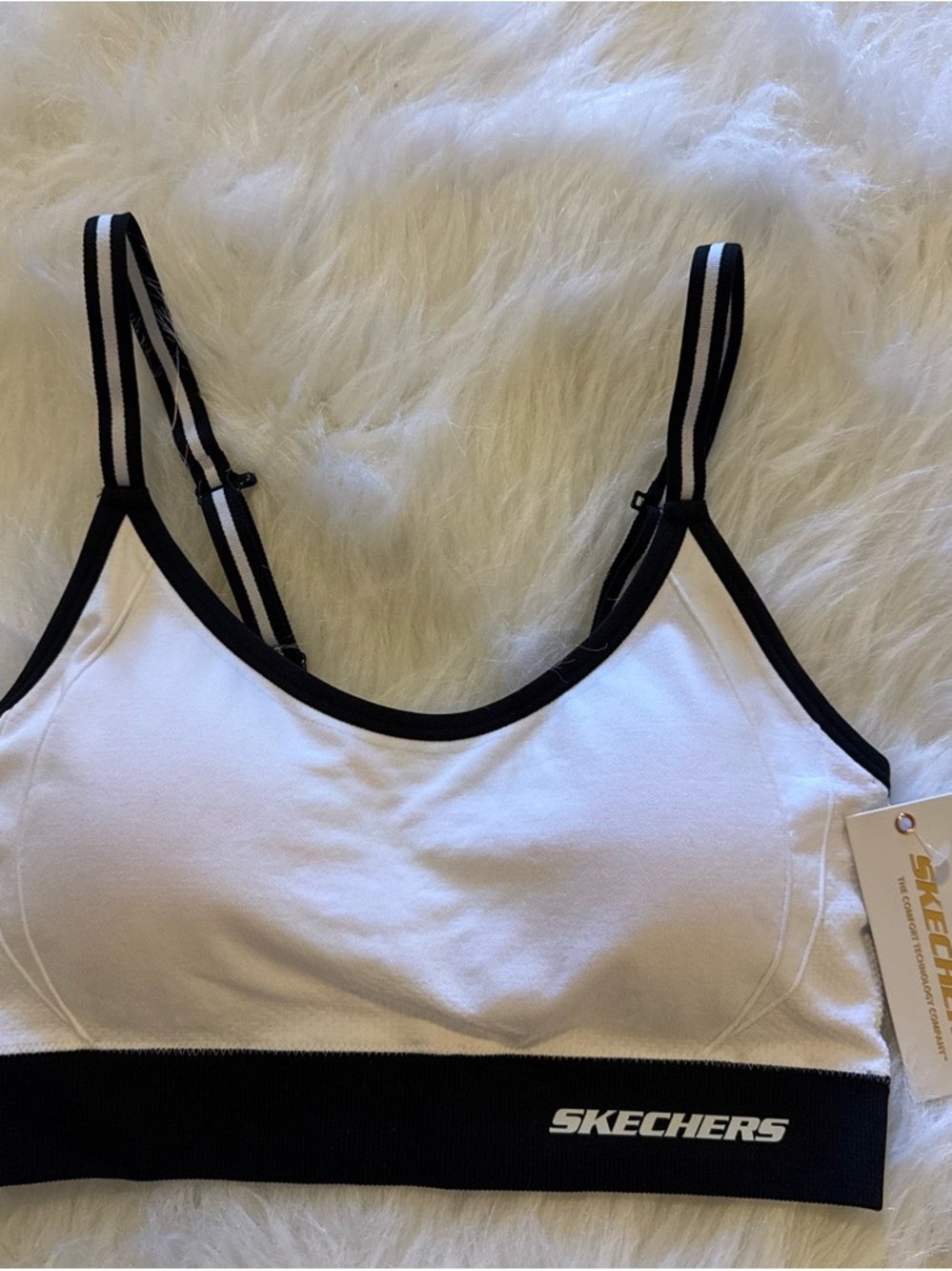 Skechers White and Black Logo Sports Bralette